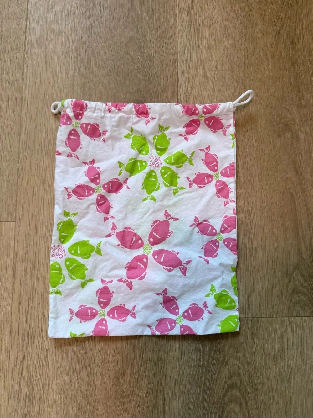 Lilly Pulitzer Vintage y2k riding the waves Pink  Green Drawstring Accessory Bag